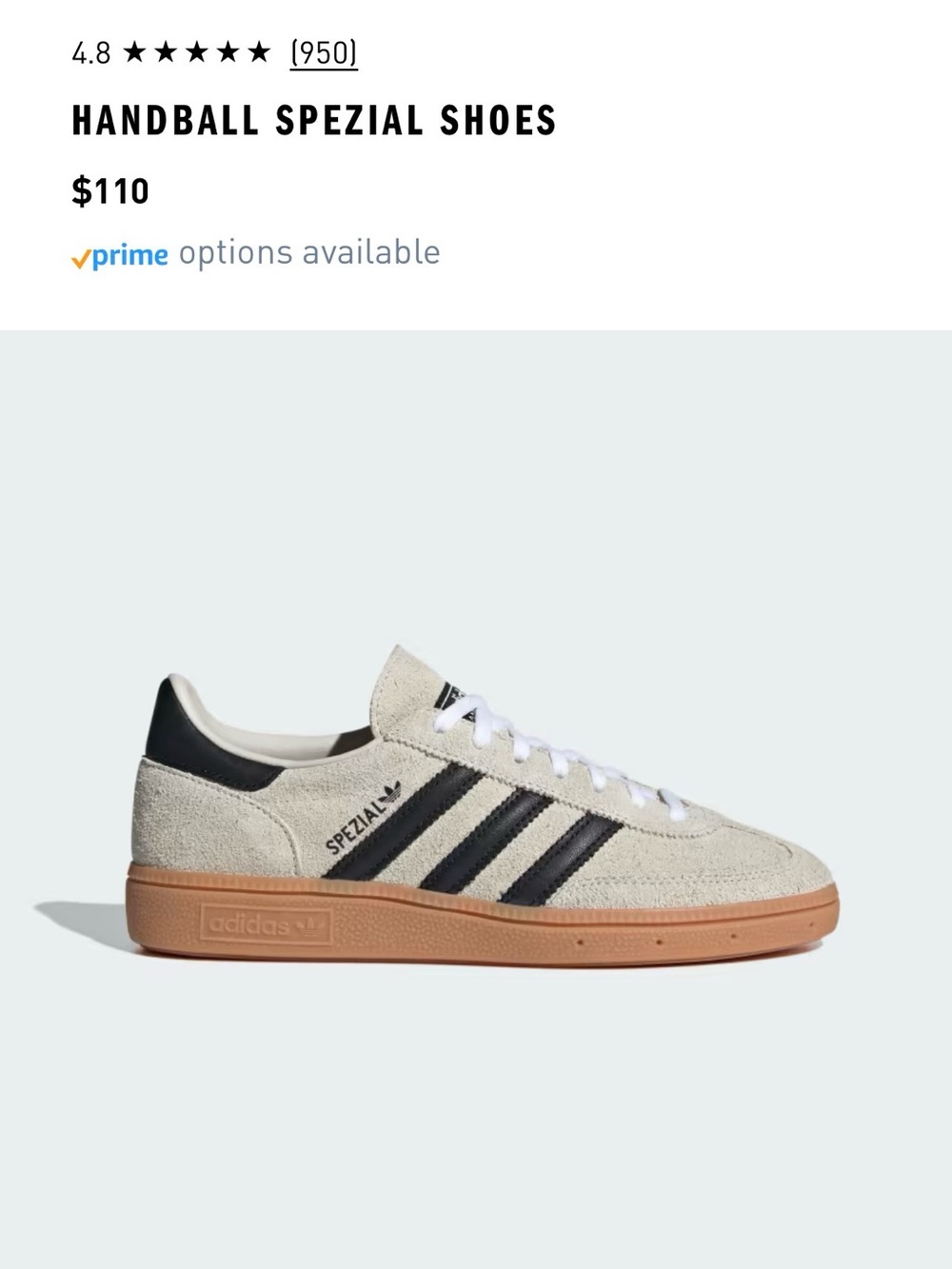 adidas Handball Spezial Sneakers in Off-White, Black & Gum
